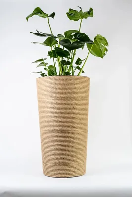 Produktbild von ADONI Handgefertigter XXL Jute-Blumentopf mit Einsatz (75 cm) – Großer Boden-Übertopf im Boho-Stil, Natur/Beige