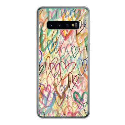 Produktbild von MuchoWow® Handyhülle Schutzhülle Hülle für Samsung Galaxy S10 Eine Illustration mit Herzen im Hintergrund Silikon Softcase Handy Hülle - Handytasche