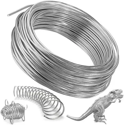 Imagen del producto de Alambre de aluminio de 3 mm x 20 m - Alambre plateado para manualidades y joyería - Alambre decorativo para accesorios - Esculturas de metal para proyectos de "hágalo usted mismo".