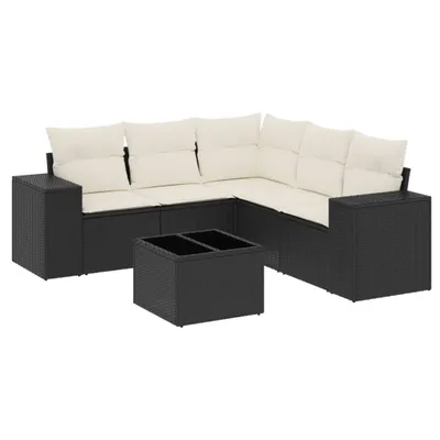 Produktbild von vidaXL 6-tlg. Garten-Sofagarnitur mit Kissen Schwarz Poly Rattan