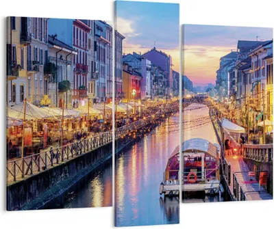 Produktbild von Bild auf Leinwand - Leinwandbild - 3 Teile - Kanal Grande Abend - 95x80cm - Wand Bild - Wanddeko - Wandbilder - Leinwanddruck - Bilder - Wanddekoration - Leinwand bilder - Wandbild - CB95x80-4331