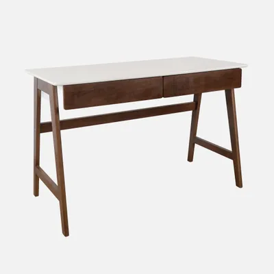 Produktbild von sweeek - Schreibtisch Holzdekor 2 Schubladen - Nussbaumfarben