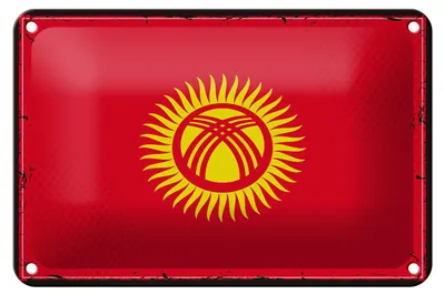 Produktbild von Blechschild Flagge Kirgisistans 18x12cm Retro Kyrgyzstan Dekoration