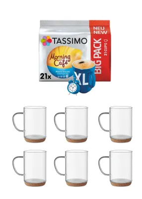 Produktbild von Tassimo MILD & SMOOTH TASSIMO Morning Café XL - Mild & Smooth. Starte in den Tag mit einem milden und sanften Genuss.21 Kaffee Kapseln  plus 6 Becher