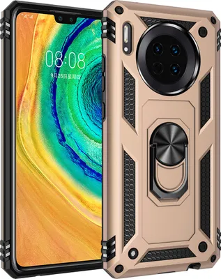Produktbild von LaimTop Huawei Mate 30 Hülle, Hybrid Robuste Rüstung Drehbarer Ring Halter Ständer Dual Layer Hard PC + TPU Stoßfest Schutzhülle für Huawei Mate 30 Gold