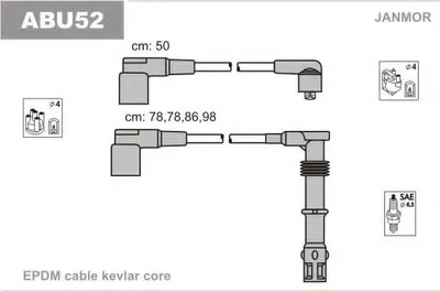 Produktbild von JANMOR ABU52 Zündkabelsatz Zündleitungssatz für AUDI A6 Avant (4A5, C4) A6 Limousine (4A2, C4)