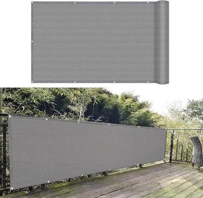 Image de Store de balcon - Brise-vue - Protection solaire - Panneau en PEHD - 90 x 300 cm - Gris