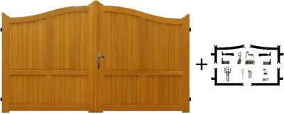 Image de Portail En Bois Plein L3,50m x H1,60/1,80 (sans quincaillerie) Emeraude