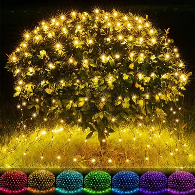 Obrázek produktu pro 3X2M 320LED světelná síť venkovní vnitřní síť teplá bílá světelná opona vánoční dekorace 8 režimů pohádkových světel pro keře zahradní pokoj balkon vánoční osvětlení