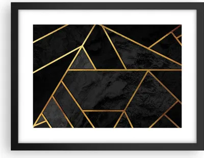 Produktbild von Gerahmtes Poster - Schwarzer Rahmen - Abstraktion Gold Schwarz - 40x30 cm - Wand Bild - Wanddeko - Wandbilder - Wandposter - Bilderrahmen - Bilder - Kunstdruck - Wandbild - P2BAA40x30-4358