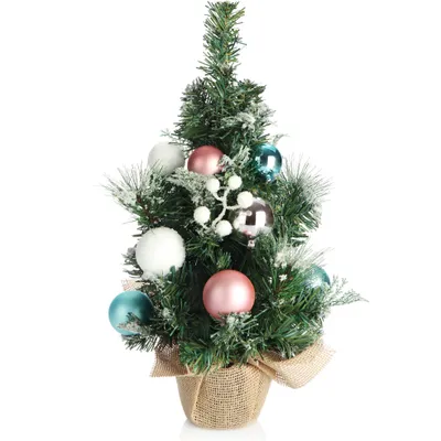 Produktbild von COM-FOUR® Künstlicher Weihnachtsbaum mit Christbaumkugeln - Geschmückter Tannenbaum für die Weihnachtsdekoration - Christbaum für die Deko zu Weihnachten