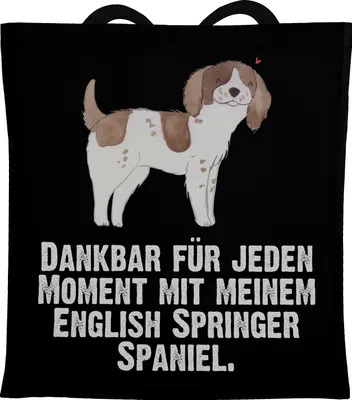 Produktbild von Mr. & Mrs. Panda Tote Bag English Springer Spaniel Moment - Schwarz - Geschenk, totebag, Jutebeutel, Einkaufstasche, Schultasche, Tasche