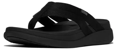 Productafbeelding van Dames Teenslippers - Platte Slippers - Zomerse Wandelingen - Comfortabele Bandjes - Flatform - Zwart