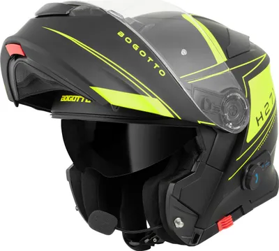 Produktbild von Bogotto H271 BT Taog Bluetooth Klapphelm, schwarz matt/gelb, XS