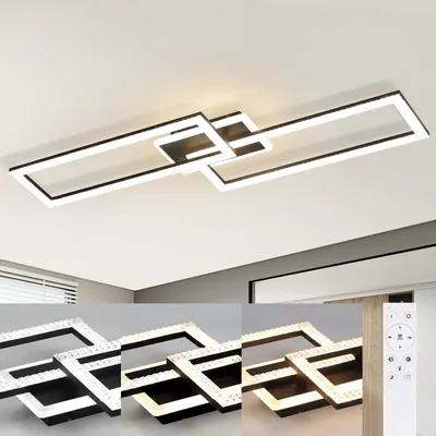 Obrázek produktu pro ZMH LED stropní světlo - s dálkovým ovládáním lampa do obývacího pokoje moderní černý design lampa do ložnice 56W kovové křišťálové stropní světlo do ložnice kuchyně kanceláře