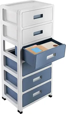Immagine prodotto di Organizer da scrivania - Cassettiera - 6 cassetti - Plastica PP - Rettangolare - Modello da tavolo - Blu