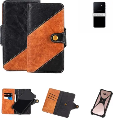 Produktbild von K-S-Trade Handyhülle Schutzhülle Bookstyle Case Wallet-Case kompatibel mit Samsung Galaxy J4 Core Handy Cover Bumper Klapphülle schwarz hellbraun
