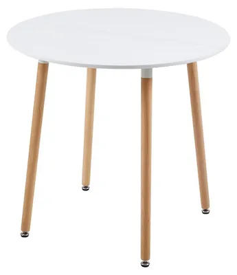 Produktbild von Runder Küchentisch skandinavisch Massivholzbeine 80 x 75 cm Weiß