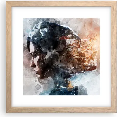 Produktbild von Gerahmtes Poster - Rahmen in heller Eiche - Frau Abstraktion - 30x30 cm - Wand Bild - Wanddeko - Wandbilder - Kunstposter - Wandposter - Bilderrahmen - Bilder - Kunstdruck - Wandbild - P2NAC30x30-3956