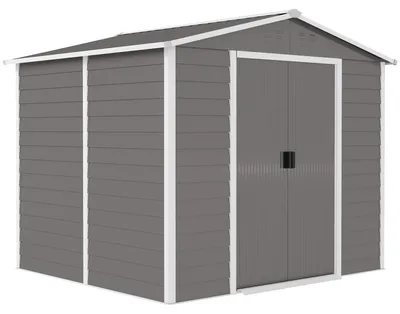 Immagine prodotto di Capannoni da giardino in metallo - Capannoni per attrezzi | Colore: Grigio e Bianco | Dimensioni: 206x240x198 cm