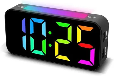 Obrázok produktu pre Digitálny budík s nočným osvetlením – 9 farieb – 3 budiace signály – 7-palcový displej – s nastaviteľnou intenzitou osvetlenia – do spálne
