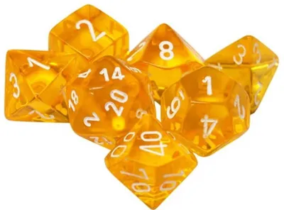 Produktbild von Chessex 7-Würfelset Tanslucent Gelb/Weiß