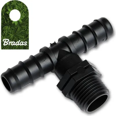 Immagine prodotto di Raccordo a T con AG 1/2" per tubo gocciolante Tubi PE con raccordo 25mm Bradas 7393