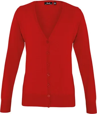 Produktbild von Premier Workwear PR697 | Damen Button Through Knitted Cardigan + - Farbe: Red - Größe: XL (16)