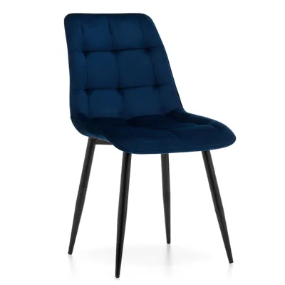 Obrázek produktu pro Jídelní židle NEW HOME CHIC čalouněná s prošíváním - tmavě modrá - moderní sametový velur
