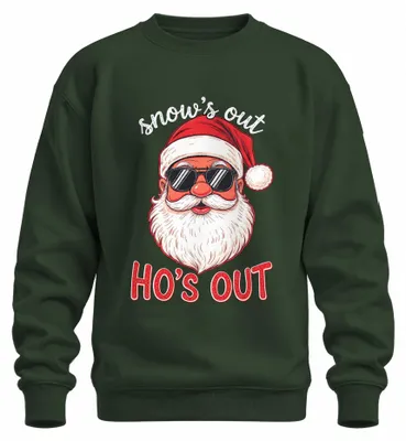 Obrázek produktu pro Mikina s potiskem "Snow's Out Ho's Out", motiv Santa Clause, zelená barva, velikost L