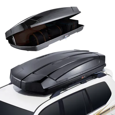 Immagine prodotto di VEVOR box da tetto per auto Box da tetto 488 L, box da portapacchi in ABS a guscio duro con apertura su entrambi i lati e 2 cinghie rinforzate, box portapacchi per SUV nero