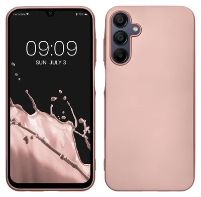 Produktbild von kwmobile Handyhülle für Samsung Galaxy A15 5G Hülle - Silikon Case metallisch schimmernd - Schutzhülle Cover - Metallic Rosegold