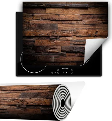 Produktbild von Herdabdeckplatte abdeckung Glaskeramikkochfeld abdeckplatte 80x52 cm Anti Rutsch Matte Aufrollbar, Holz Bronze
