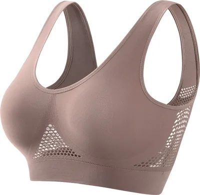Produktbild von Damen-BH, aushöhlen, weich, atmungsaktiv, einfarbig, elastisch, Push-Up, stoßfest, schweißabsorbierend, bügelfrei, kabellos, Sport-Yoga-Jogging-BH, Damenunterwäsche