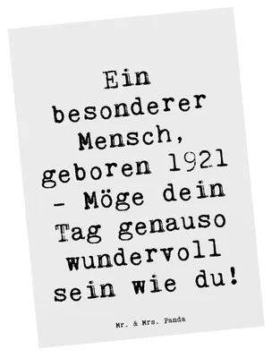 Produktbild von Mr. & Mrs. Panda Postkarte Spruch 1921 Geburtstag - Weiß - Geschenk, Alter, bildkarte, Ansichtskarte, Happy Birthday, Postkarten, Ansichtskarten, Jubiläum, Glückwunsch
