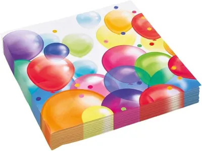 Image de Serviettes en papier - Lot de 20 - 33 cm - Joyeux anniversaire - Anniversaire - Fête - Motifs