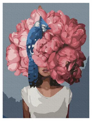 Produktbild von Malen nach Zahlen: Frau mit Blumen im Haar, 50x40 cm, mit Rahmen, kreatives Motiv