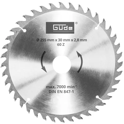 Produktbild von Güde Holzsägeblatt HM 255x30 - 60 Zähne