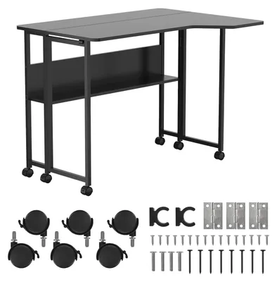 Klappbarer Schreibtisch mit Rollen, schwarz, 100x73 cm