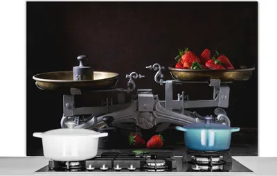Produktbild von KitchenYeah®  Spritzschutz Küche - Küchenrückwand - Wandschutz für Herd und Spüle - Küchenutensilien - Obst - Kochen 120x80 - Alu-Dibond (Alternative zum Spritzschutz aus Glas) - Hitzebeständig - Herd