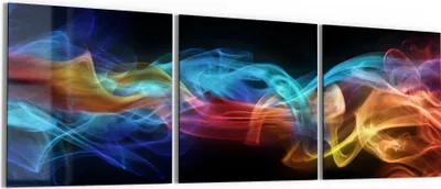 Produktbild von DEQORI Glasbild Echtglas 3x50x50 cm 'Farbige Rauchschwaden' Wandbilder XXL groß