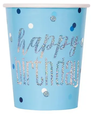 Produktbild von 8 Blue Dots Birthday Pappbecher 266ml