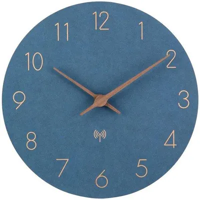 Obrázok produktu pre Tiché drevené hodiny z MDF s priemerom 30 cm bez tikania, modré