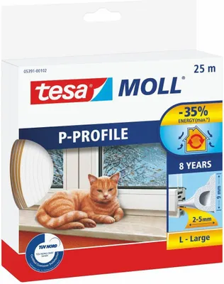 Productafbeelding van Tesa Witte Afdichtingsband - 25 meter, 9 mm