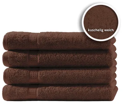 Produktbild von 4er Set Gästetücher Handtücher Duschtücher Badetücher Frottee 100% Baumwolle, Farbe:Braun, Größe:Gästetücher 30x50 cm