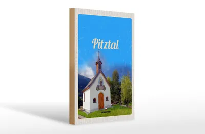 Produktbild von Holzschild Reise 20x30cm Pitztal Kirche Österreich Natur