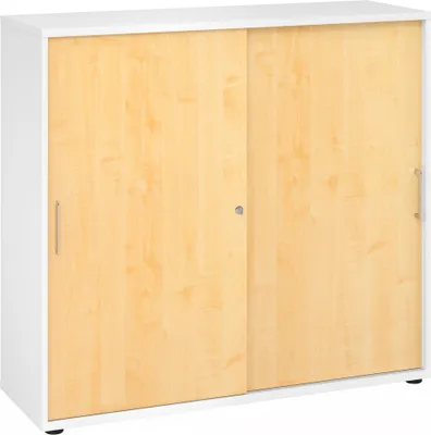 Produktbild von BETA 1753S - 3 OH Schiebetürenschrank Weiß/Ahorn Metallgriff