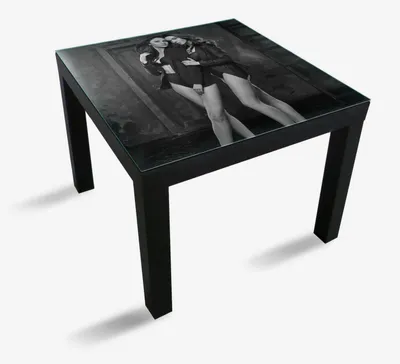 Produktbild von Wallario Möbeldesign -  Glasplatte, Schutzplatte mit Motiv - geeignet für Ikea Lack Tisch, Größe: 55 x 55 cm, Motiv: Lesben-Erotik: Zwei sexy Damen als elegant gekleidete Schönheiten
