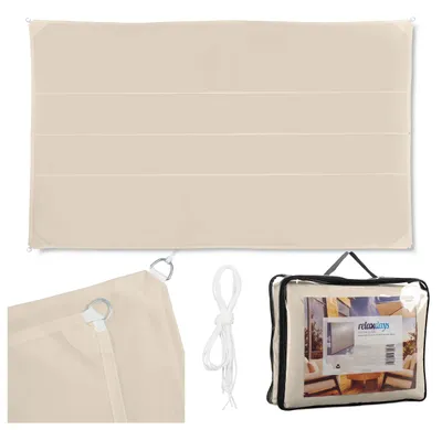Image de Tente d'ombrage rectangulaire Relaxdays, hydrofuge, résistante aux UV, avec cordes de tension, terrasse, balcon, L x P : 4 x 6 m, beige
