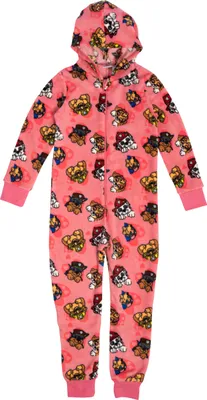 Produktbild von Paw Patrol Jumpsuit mit Kapuze für Mädchen - Overall Kinder Pyjama Schlafanzug langarm Rosa, Größe:122-128